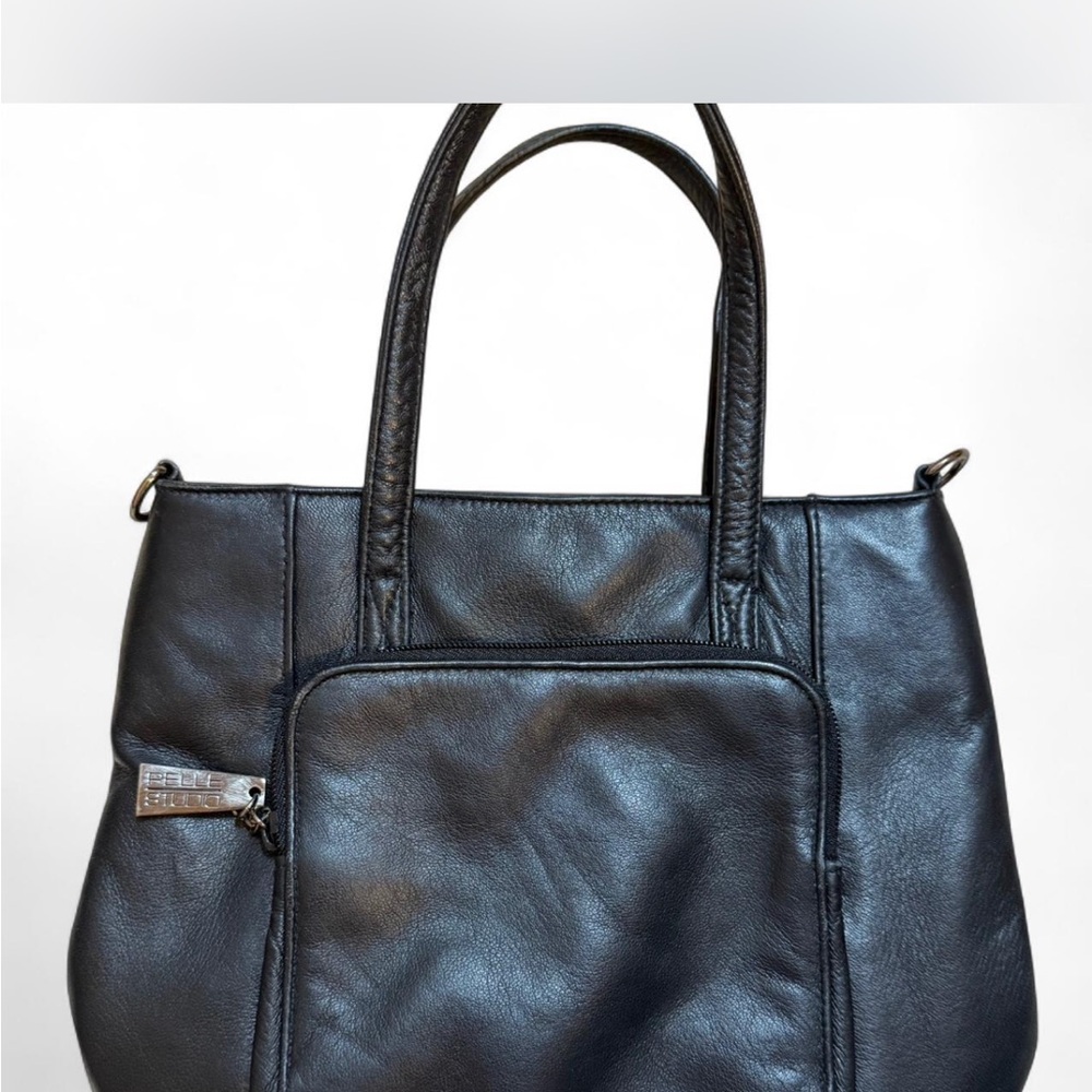 Elegant Black Leather Tote Bag